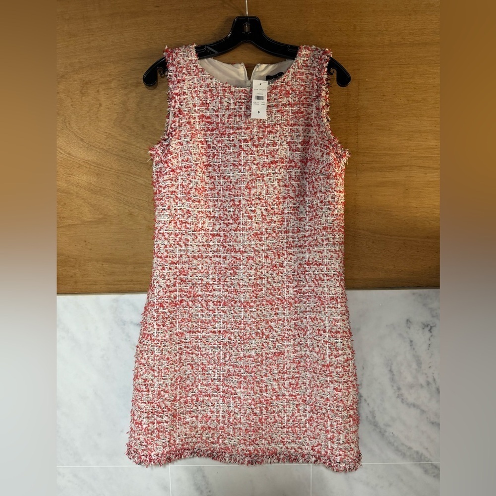 NWT Ann Taylor Textured Tweed Fringe Shift Dress size 6 - Picture 2 of 16